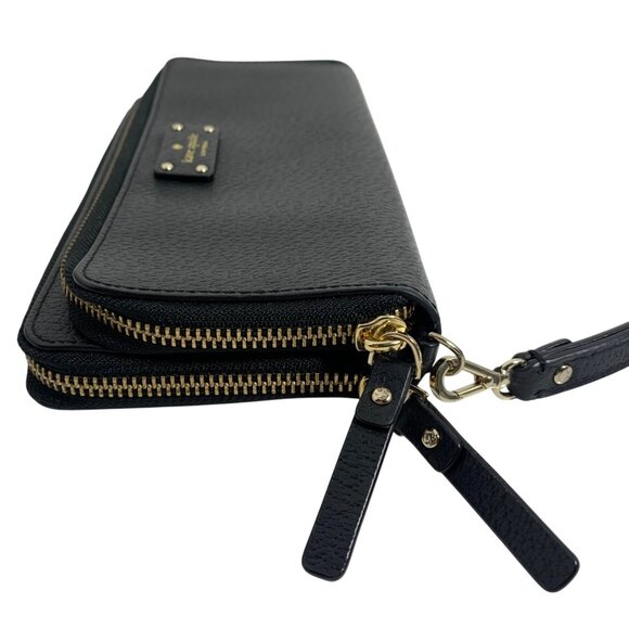 Kate Spade Grove St Anita Black Leather Double Zip Around Wallet Wristlet EUC - Picture 5 of 11